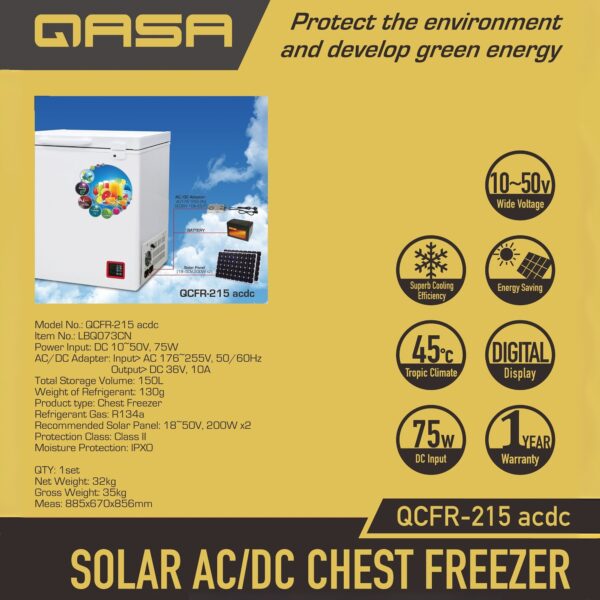 Solar AC/DC Chest Freezer QCFR-215 acdc - Image 3